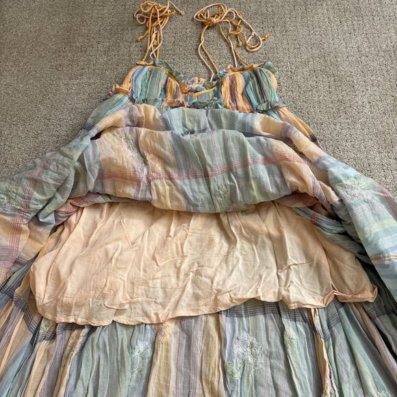 Free People Willow Maxi Dress Multi Pastel Combo Size XS Embroidered Floral - Picture 9 of 10